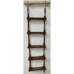 Back of 5-Step Nautical Rope Ladder with Hooks Showing Rope and Wood Detail