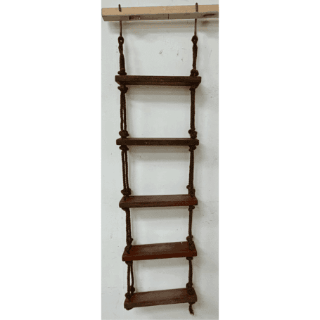 5-Step Nautical Rope Ladder with Hooks (6) Back of 5-Step Nautical Rope Ladder with Hooks Showing Rope and Wood Detail