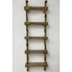 Back view: Back of 5-Step Wood Nautical Ladder highlighting rope construction