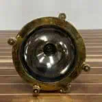 Bottom view of Copper and Brass Nautical Pendant Light with chrome interior reflector