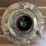 Interior view of socket and wiring inside the brass post light