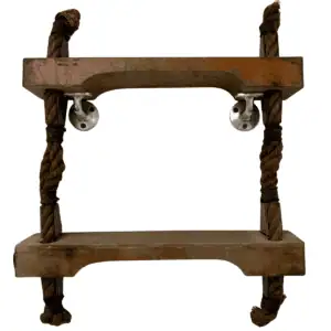 Salvaged Pilot Ladder Step front view showing two wood rungs and rope sides