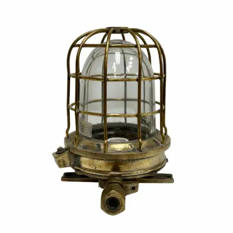 Main view of Vintage 3-Bar Brass Post Light