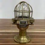 view showing the metal hardware on the Vintage Nautical Post Light - Solid and Red Brass Construction