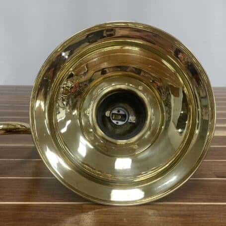 Solid Brass Gooseneck Wall Light with Rain Cap (4) close-up of bulb socket inside brass gooseneck wall light reflector