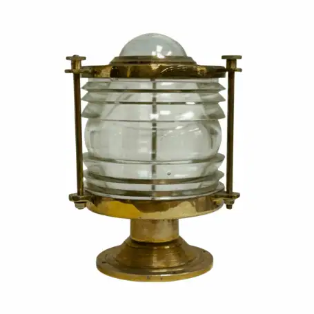 Brass Fresnel Globe Ship Navigation Light on white background