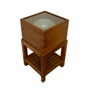 Henry Browne Marine Compass with Stand showing main view under glass in wooden box