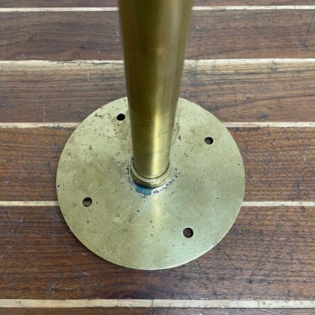 Nautical Brass Pendant Light with Caged Glass and Down Rod Mount 02 nautical brass pendant light mounting base with heavy patina detail