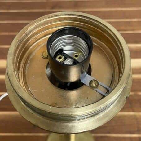 Nautical Brass Pendant Light with Caged Glass and Down Rod Mount 04 nautical brass pendant light socket close-up with interior detail