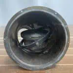 Interior view of vintage ship compass housing with gimbal mount