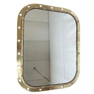 Salvaged Brass Porthole Mirror 28 x 22.25 front view