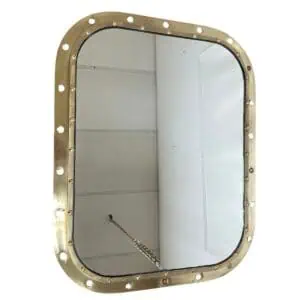 Salvaged Brass Porthole Mirror 28 x 22.25 front view