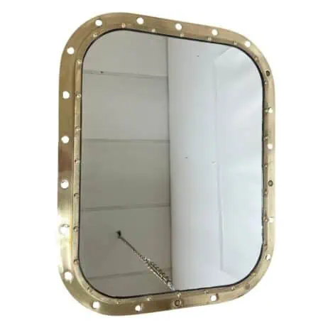 Salvaged Brass Porthole Mirror 28 x 22.25 front view
