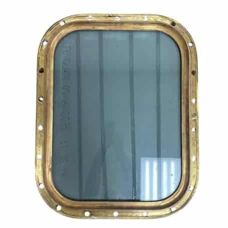 Salvaged Brass Porthole Mirror - 28 x 22.25 02 Salvaged Brass Porthole Mirror 28 x 22.25 back side showing mirror insert