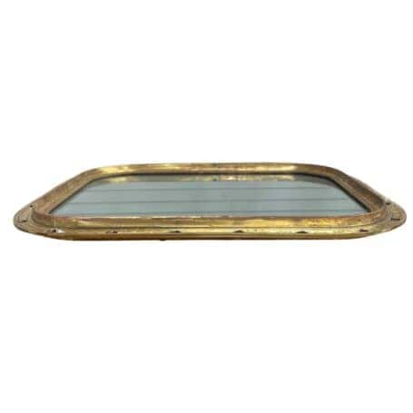 Salvaged Brass Porthole Mirror - 28 x 22.25 03 (2) Salvaged Brass Porthole Mirror 28 x 22.25 side profile
