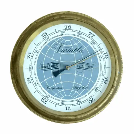 Vintage Brass Compensation Barometer on white background