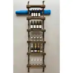 Used as wall-mounted shelving with bottles and glassware