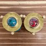 Brass Port and Starboard Navigation Lights top view highlighting ribbed Fresnel glass lense