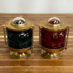 Brass Port and Starboard Navigation Lights side angle showing clear top domes