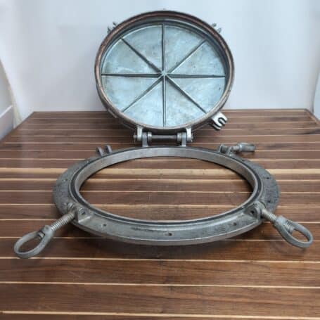 Great Lakes Ship Porthole - 23 Inch Aluminum with Storm Cover 04 Great Lakes Ship Porthole - 23 Inch Aluminum with Storm Cover 04