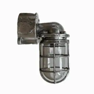 Polished aluminum nautical wall light with junction box – front view