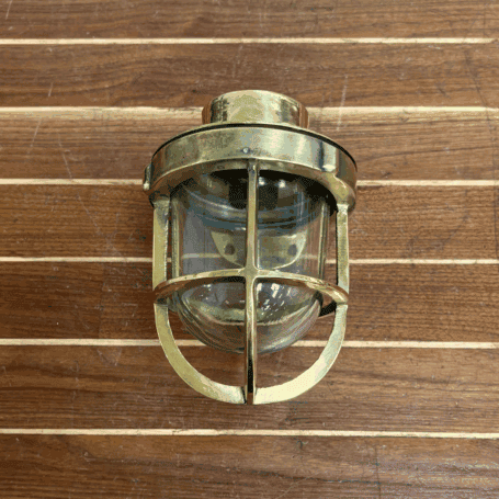 Indoor or Outdoor Brass Wall Sconce (5) Front view of indoor or outdoor brass wall sconce