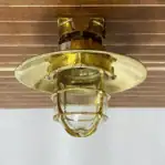 Solid Brass Marine Ceiling Light mounted without the optional brass rain cap.