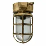 Tall Cage Red Brass Ceiling Light - front view of fixture