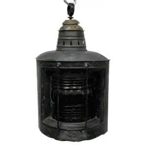 Vintage Starboard Ship Navigation Light front blue Fresnel lens