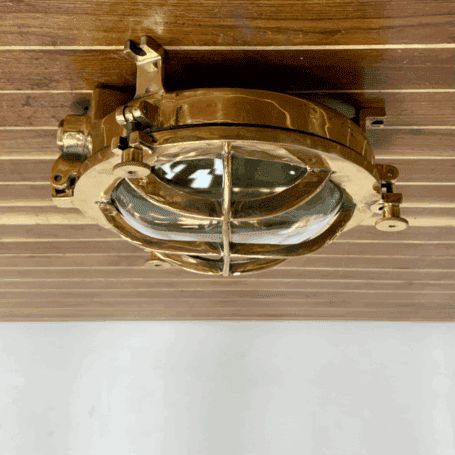 Vintage Two-Tone Brass Ceiling Light (2) Vintage Two-Tone Brass Ceiling Light – side profile