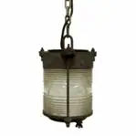 Frank Morrison Brass and Steel Ship Lantern hanging by chain
