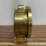 Side profile of Chadburn ship telegraph showing brass casing and wear