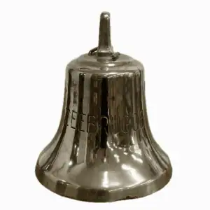 Brass ship bell with Zeebrugge marking, front view