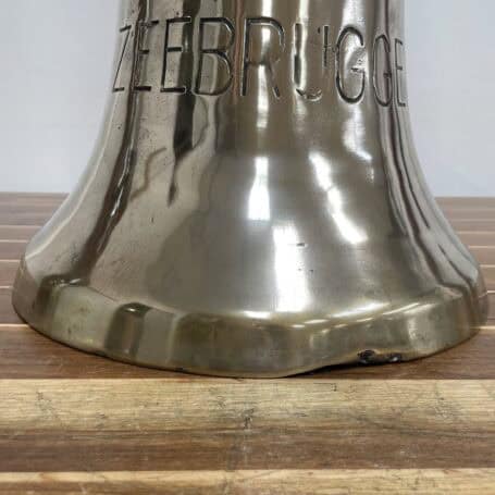 Brass Ship Bell - "Zeebrugge" - 54.5 lbs Brass ship bell with damaged bottom edge detail