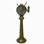 Full front view of salvaged ship telegraph with visible glass and brass details