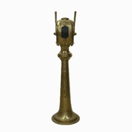 Vintage Chadburn Ship Telegraph - Brass with Glass Face Side angle of chadburn ship telegraph showing both control handles and dials