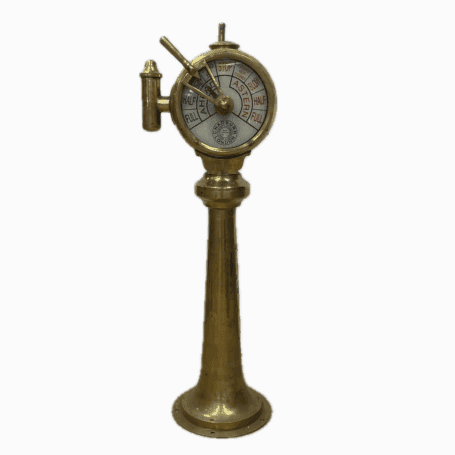 Vintage Chadburn Ship Telegraph - Brass with Glass Face Back view of vintage brass ship telegraph showing wear and structure