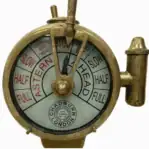Close-up of dial face on chadburn ship telegraph with engine commands