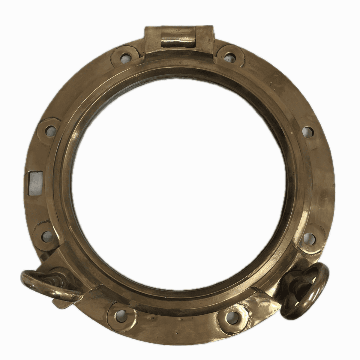 Vintage Brass Two Dog Porthole - Nautical Salvage - 14.5