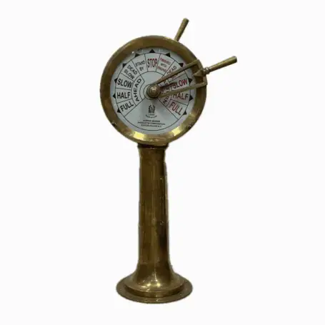 Brass nautical engine order telegraph standing on full pedestal