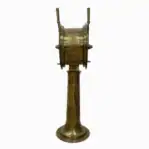 Side view of nautical engine order telegraph showing full pedestal and housing