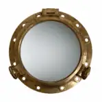 Large Vintage Red Brass Porthole with Asymmetrical Inset – mirror View