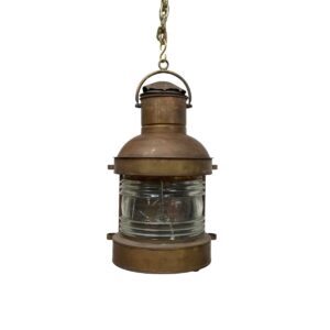 nautical brass lantern hanging front view with chain