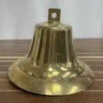 salvaged nautical brass bell side profile view showing polished brass body