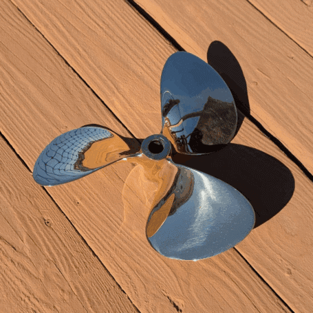 13 Inch Brass Propeller 02 Vintage Brass 13-Inch Boat Propeller side view