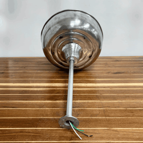 Aluminum Pendant Light with Hood (5) Top view showing wiring entry and galvanized steel down rod