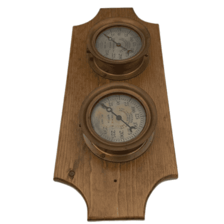 Antique Brass Water Pressure Gauges for General Fire Extinguisher Company SET OF TWO on Wood 03 Antique Brass Water Pressure Gauges for General Fire Extinguisher Company SET OF TWO on Wood 03