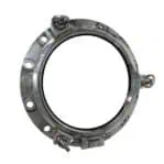 Aluminum ship porthole mirror front view showing circular frame and mounting holes