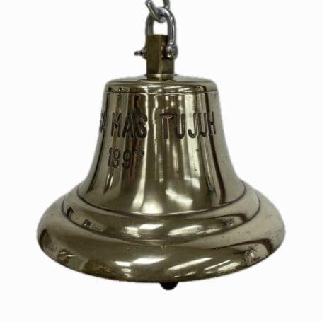 Brass Ship Bell - Bunga Mas Tujuh (1997) Side angle of brass ship bell from Bunga Mas Tujuh container ship