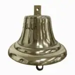 Close-up of mounting bracket on top of brass ship bell